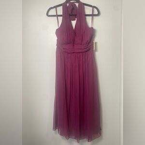 VTG Jonathan Martin Washable 100% Silk Halter Dress Berry Purple Size 12 NWT